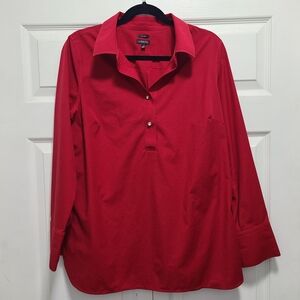 Talbots Non-iron Long Sleeve Button‎ Down Shirt Size 12 Red